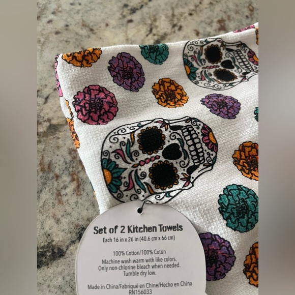 Day Of The Dead Kitchen Towel Set New 💀 - Picture 4 of 5